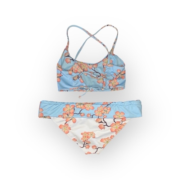 new Submarine ❤︎ Highs + Lows Print Bikini Set ❤︎ Cherry Blossom on Baby Blue - Picture 15 of 16